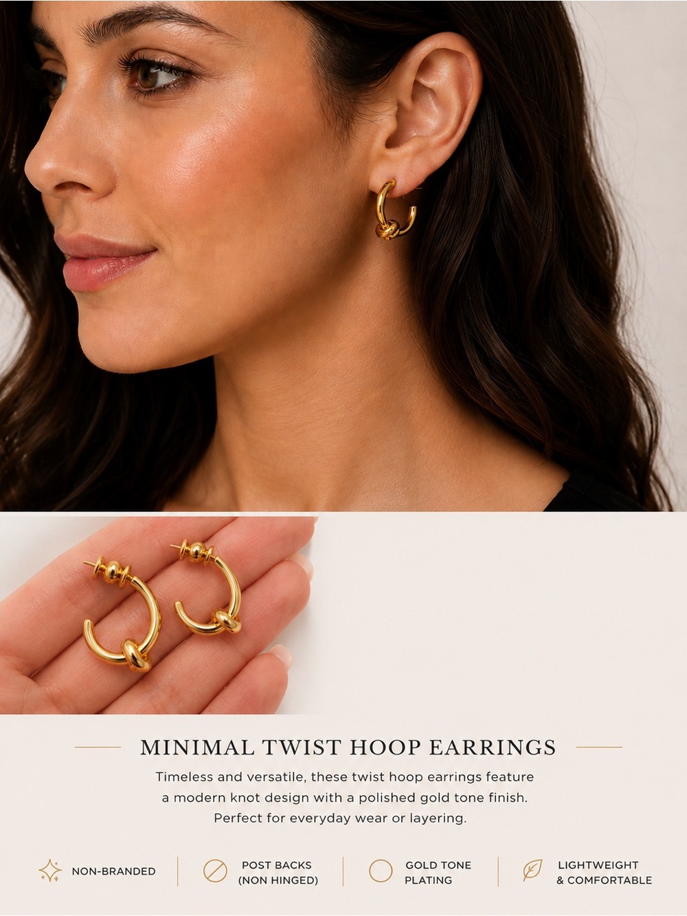 Minimal New Twist Hoop Earrings ✨